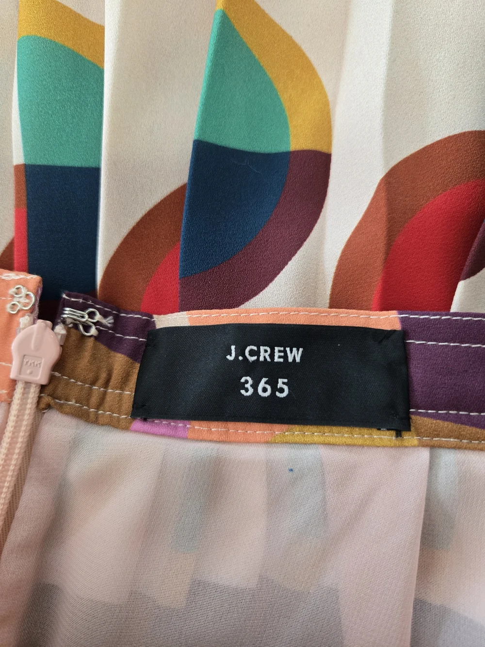 J.Crew Pleated Multicolor Geometric Art Retro Print Midi Skirt Peach Navy 6 - Picture 9 of 14
